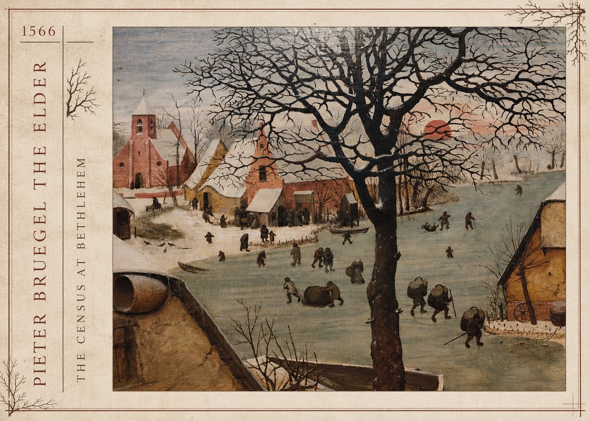 Pieter Bruegel The Census at Bethlehem V No2 - Affiche