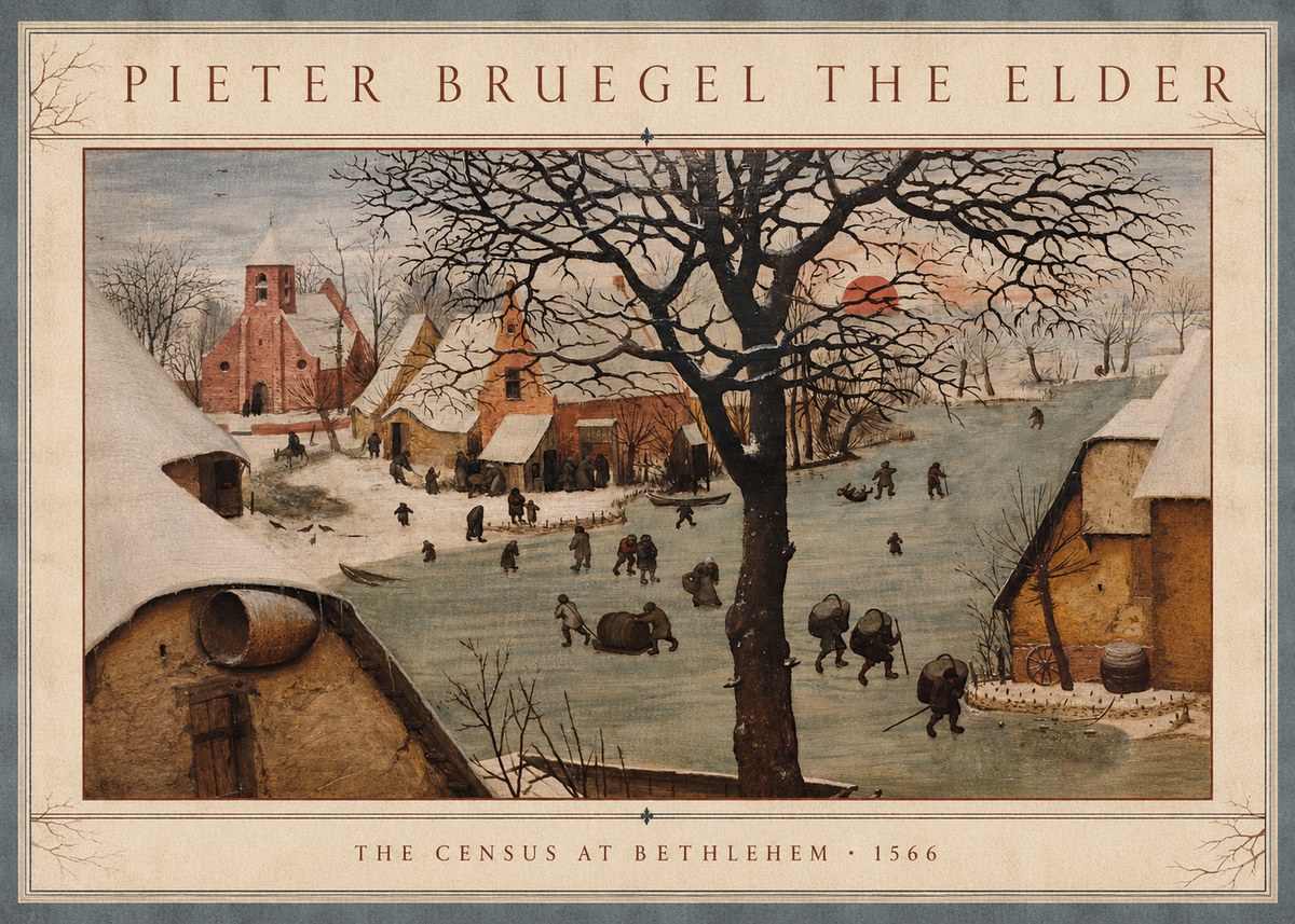 Pieter Bruegel The Census at Bethlehem V No3 - Affiche