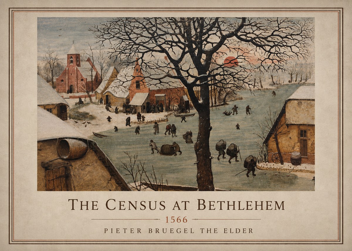 Pieter Bruegel The Census at Bethlehem V No4 - Affiche