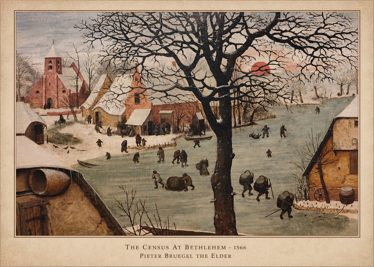 Pieter Bruegel The Census at Bethlehem V No6 - Affiche
