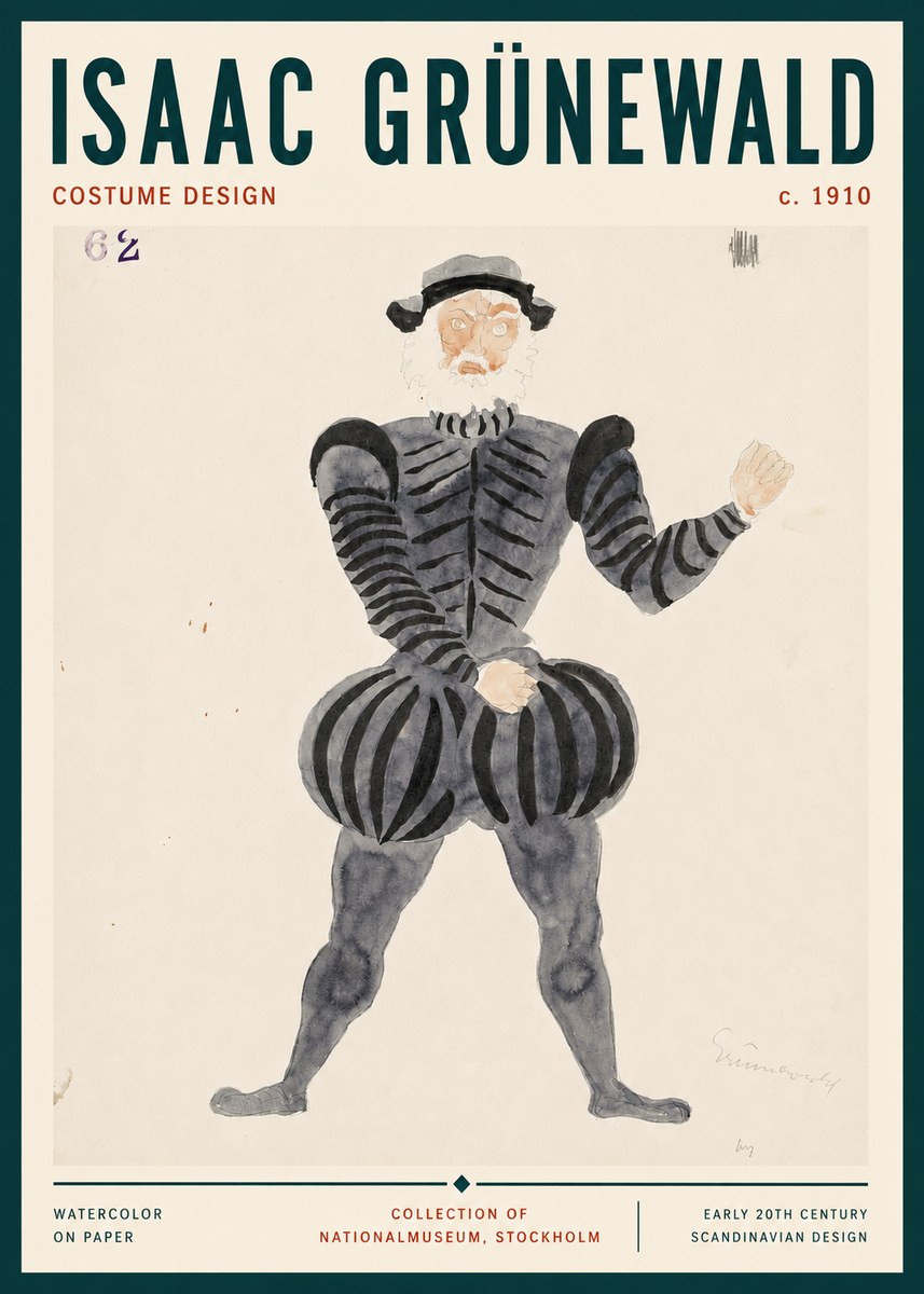 Isaac Grünewald Costume Design C. 1910 No3 - Affiche