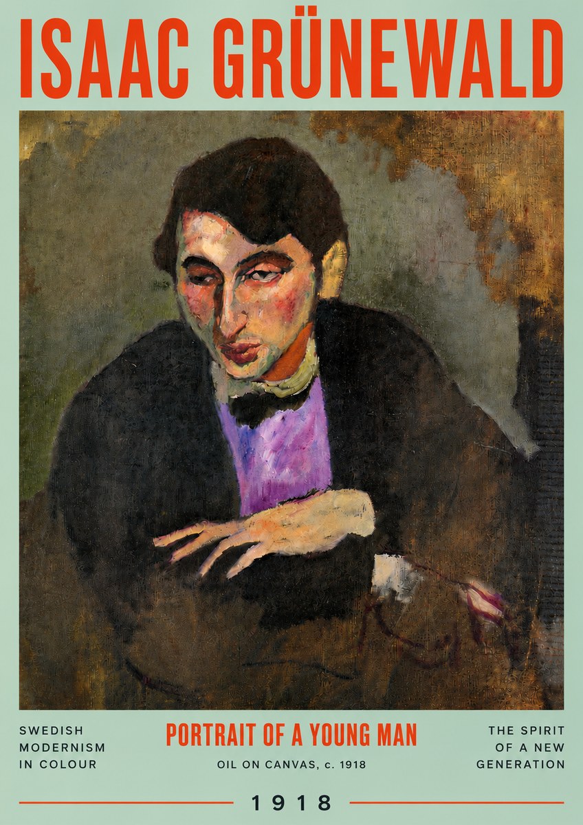Isaac Grünewald Portrait of a Young Man No4 - Affiche