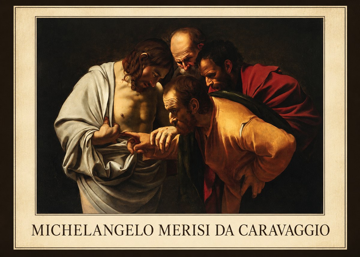 Michelangelo Merisi da Caravaggio The Incredulity of Saint Thomas IV No1 - Affiche