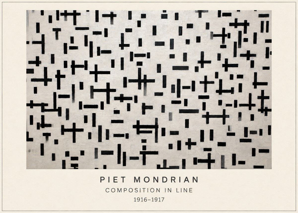 Piet Mondrian Composition in Line No4 - Affiche