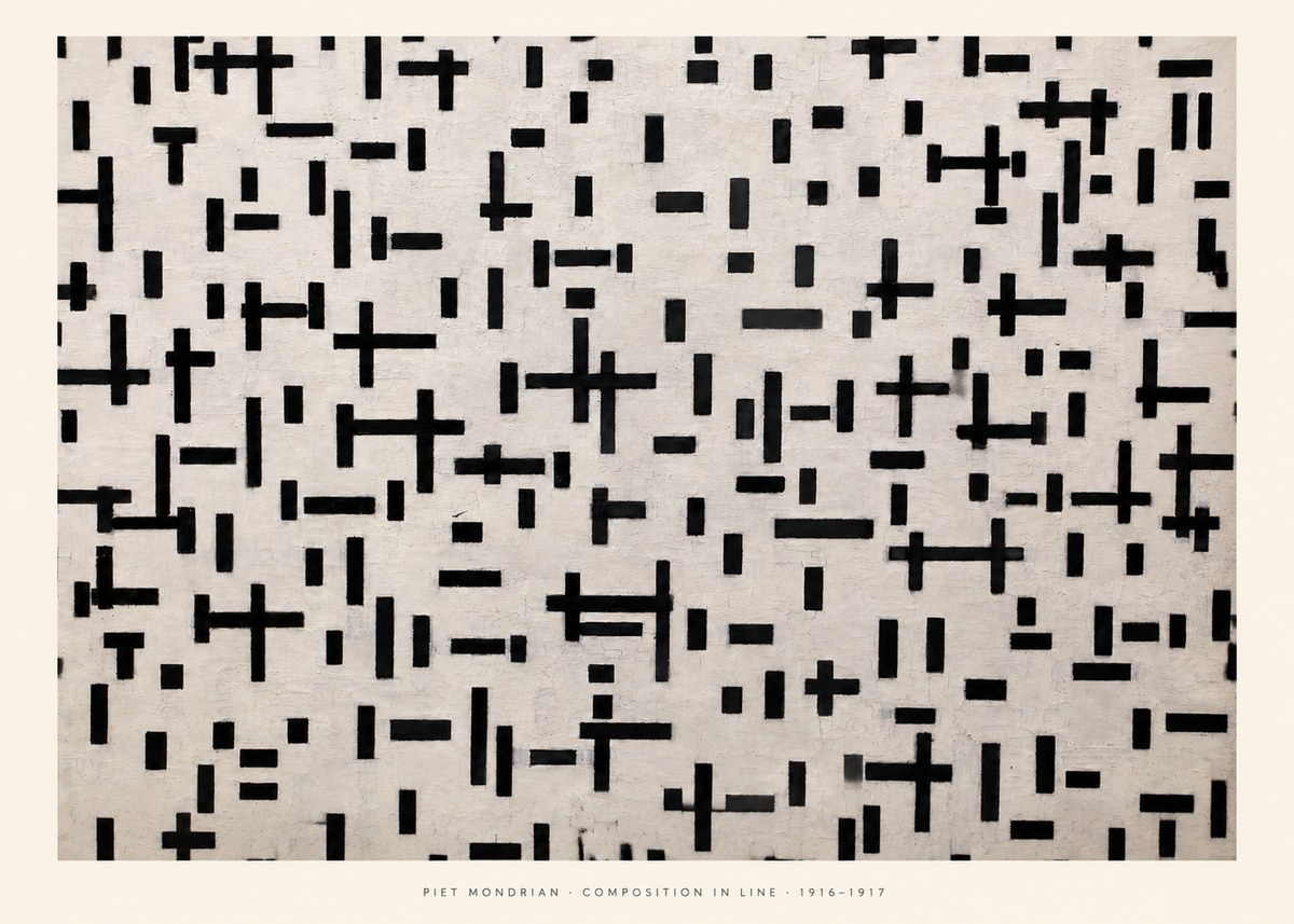 Piet Mondrian Composition in Line No5 - Affiche