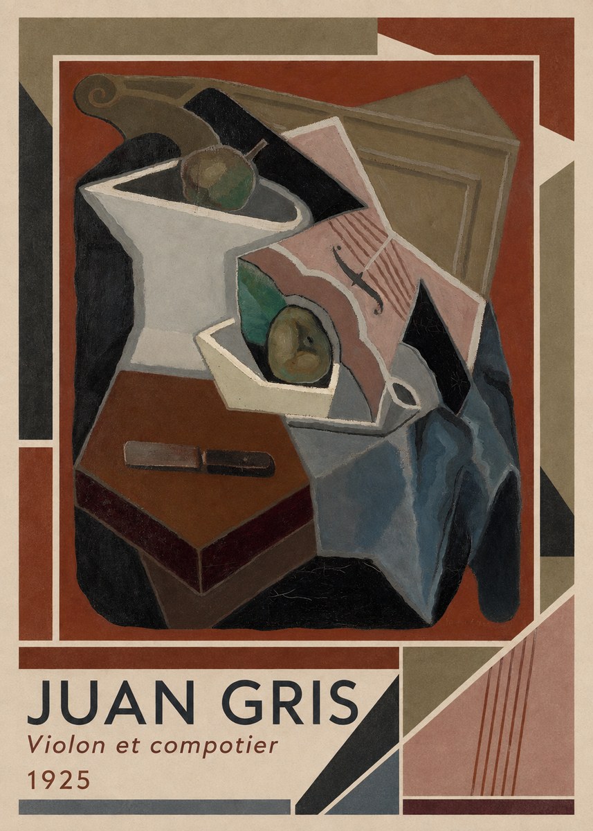 Juan Gris Violon Et Compotier No1 - Affiche