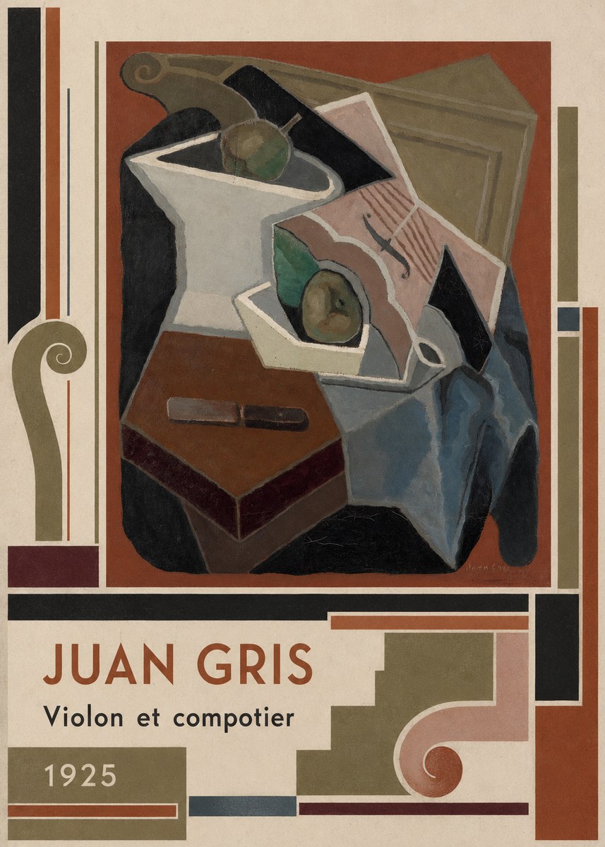 Juan Gris Violon Et Compotier No6 - Affiche