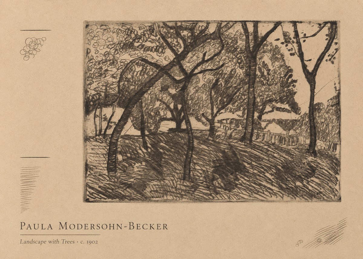 Paula Modersohn-Becker Landscape with Trees No4 - Affiche
