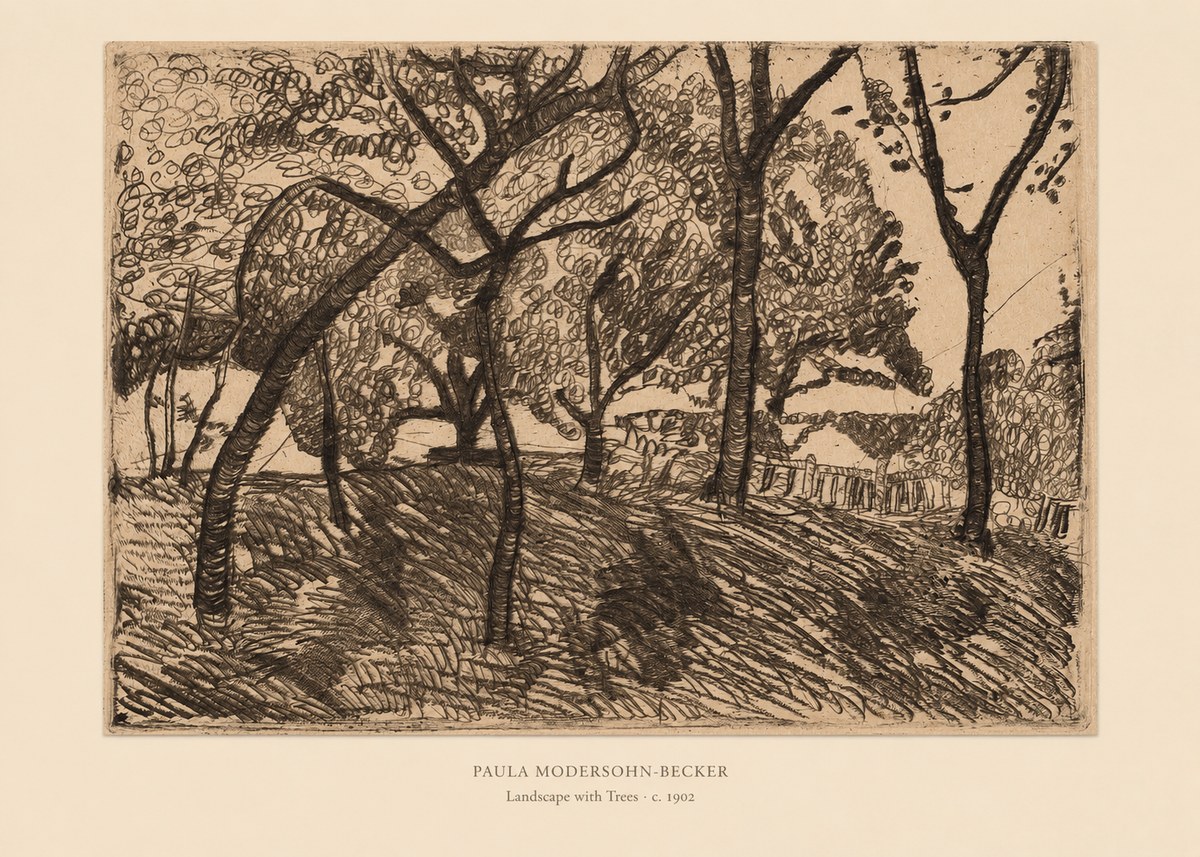 Paula Modersohn-Becker Landscape with Trees No6 - Affiche