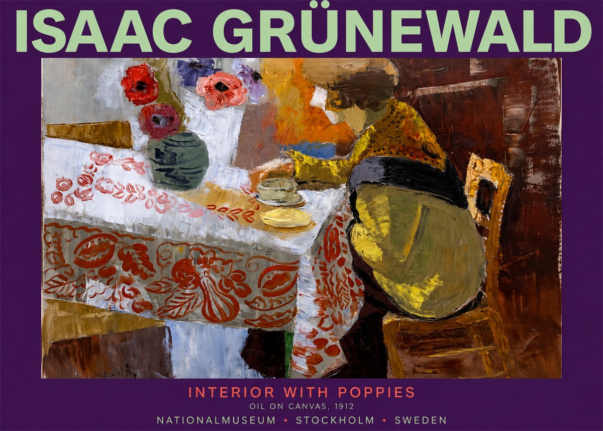 Isaac Grünewald Interior with Poppies No2 - Affiche