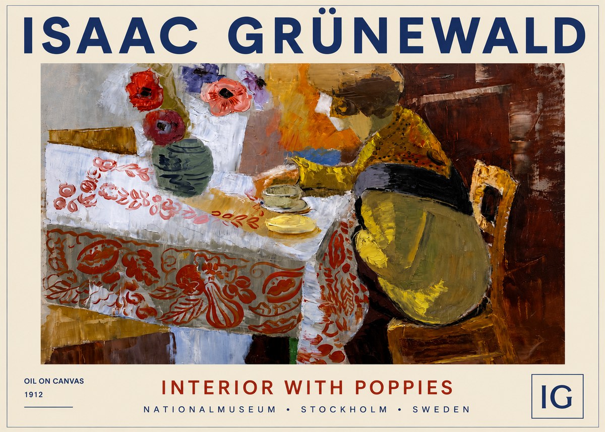 Isaac Grünewald Interior with Poppies No4 - Affiche