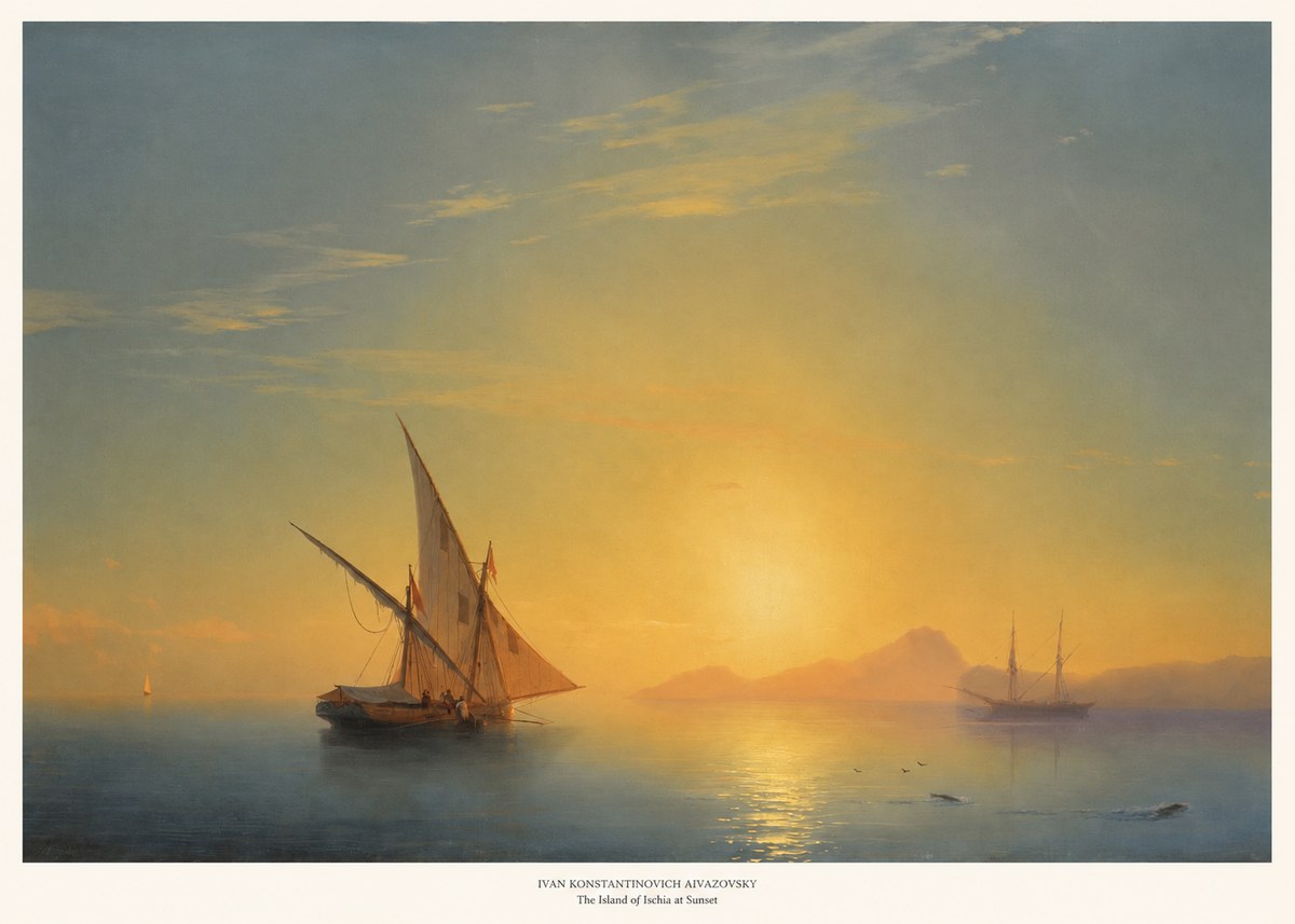 Ivan Konstantinovich Aivazovsky The Island of Ischia at Sunset No6 - Affiche