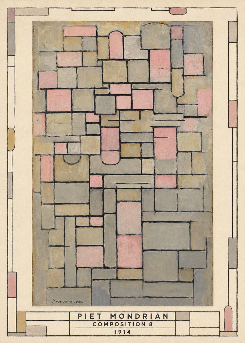 Piet Mondrian Composition 8 No3 - Affiche