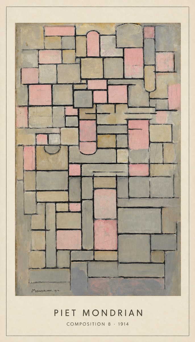 Piet Mondrian Composition 8 No4 - Affiche