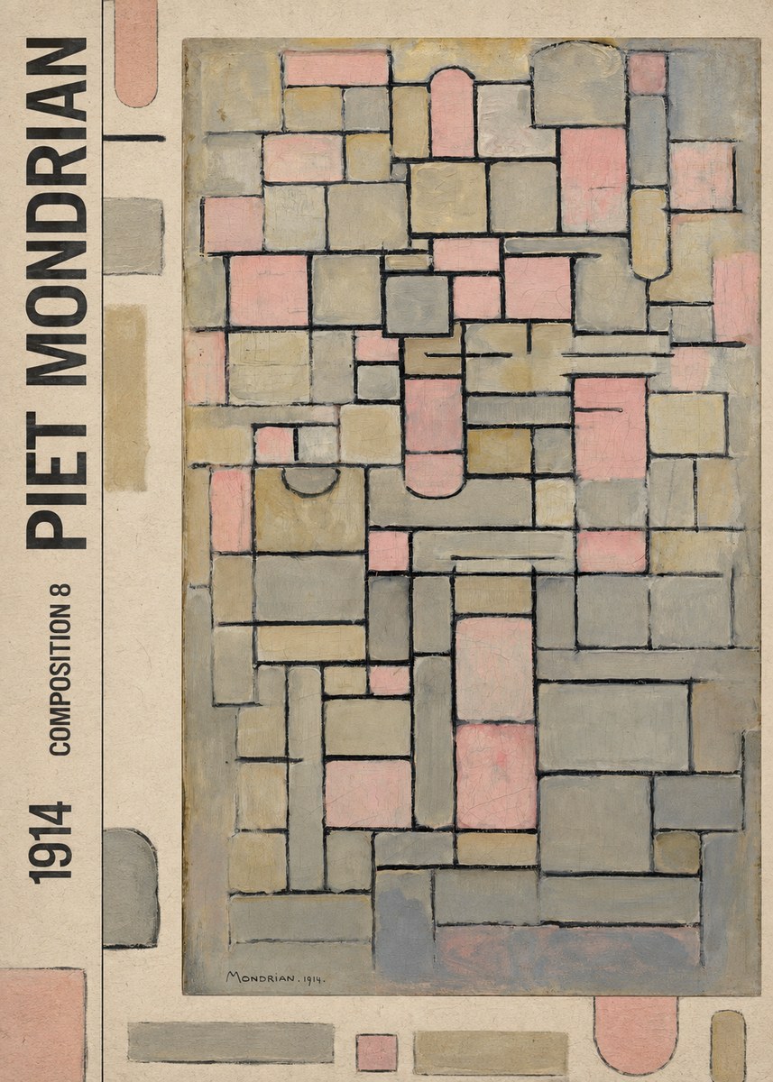 Piet Mondrian Composition 8 No5 - Affiche