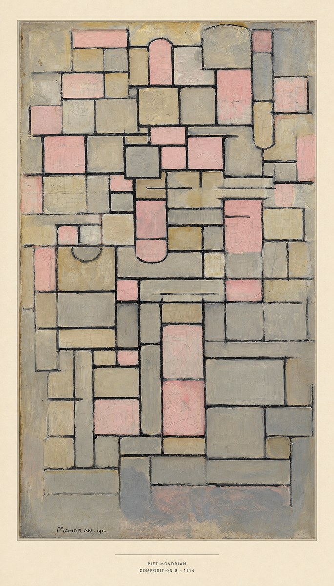 Piet Mondrian Composition 8 No6 - Affiche
