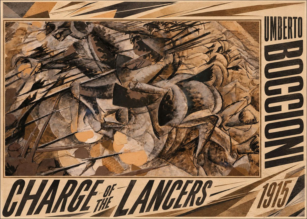 Umberto Boccioni Charge of the Lancers No3 - Affiche