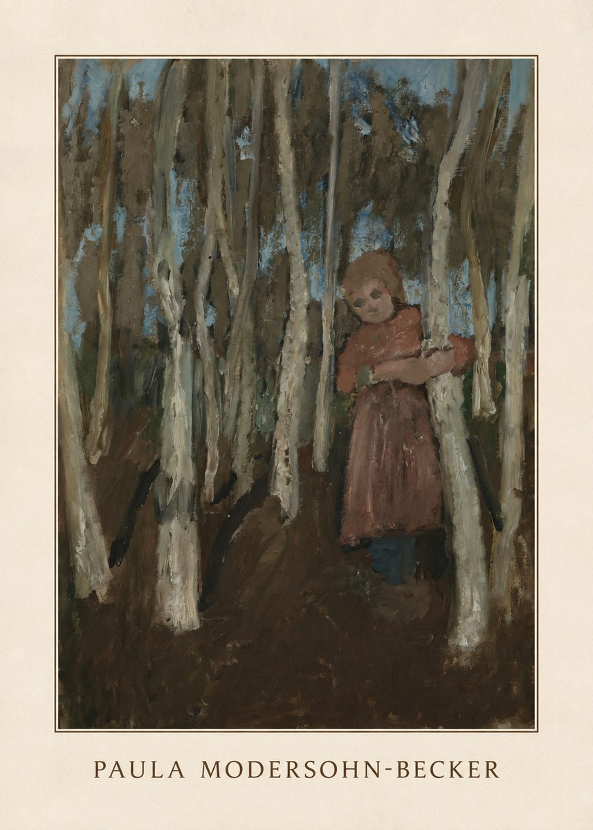 Paula Modersohn-Becker Girl in a Birch Forest No3 - Affiche