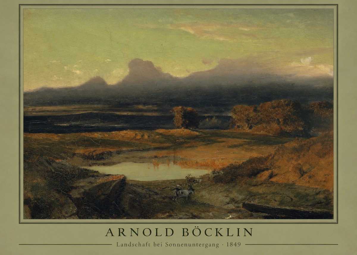 Arnold Böcklin Landschaft Bei Sonnenuntergang No3 - Affiche