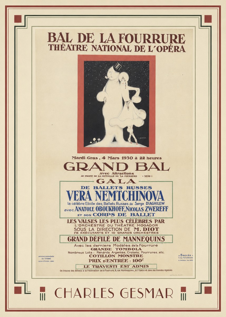 Charles Gesmar Bal De La Fourrure III No1 - Affiche
