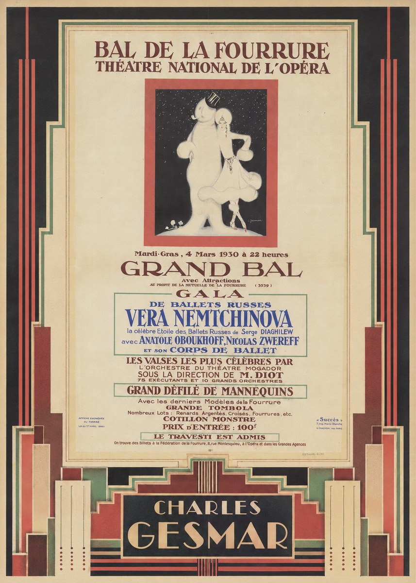 Charles Gesmar Bal De La Fourrure III No4 - Affiche