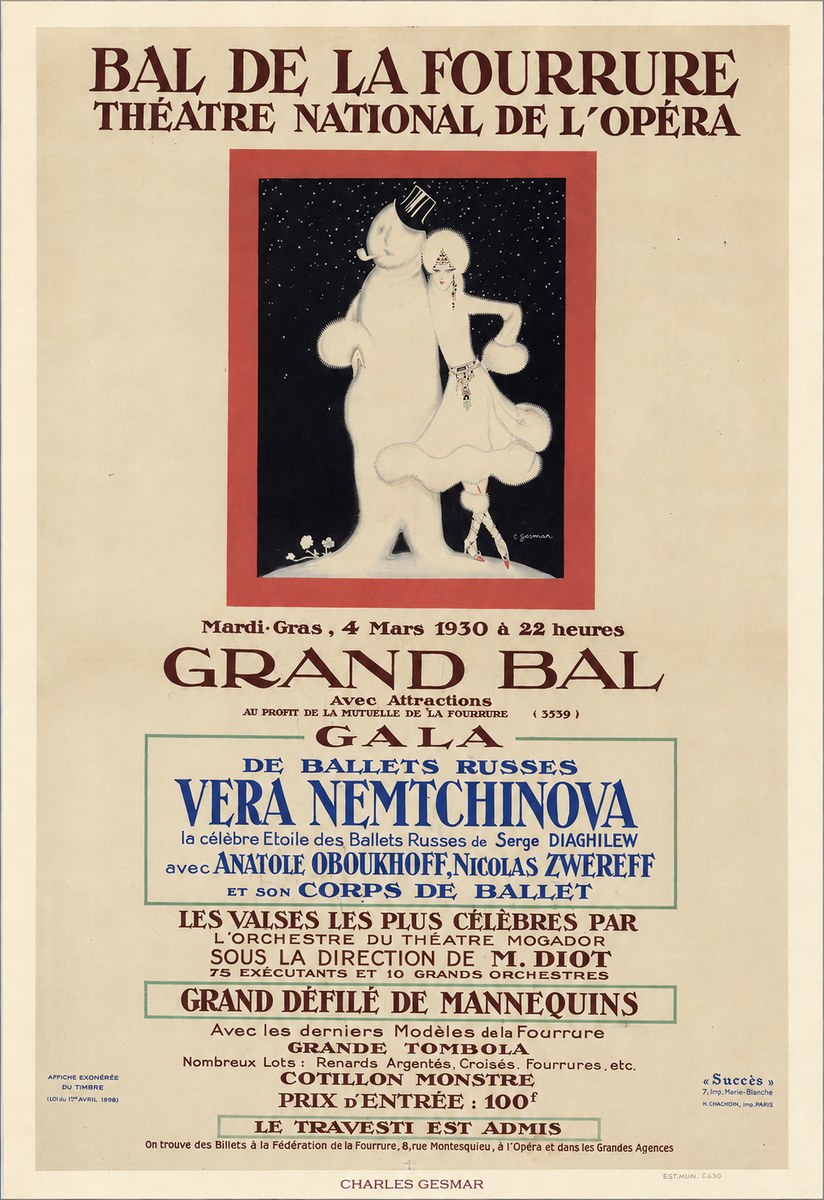 Charles Gesmar Bal De La Fourrure III No6 - Affiche