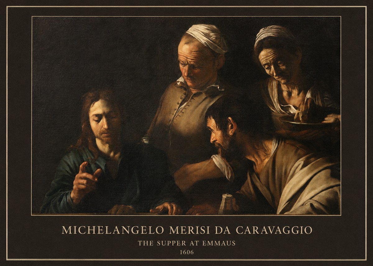Michelangelo Merisi da Caravaggio The Supper at Emmaus I No4 - Affiche