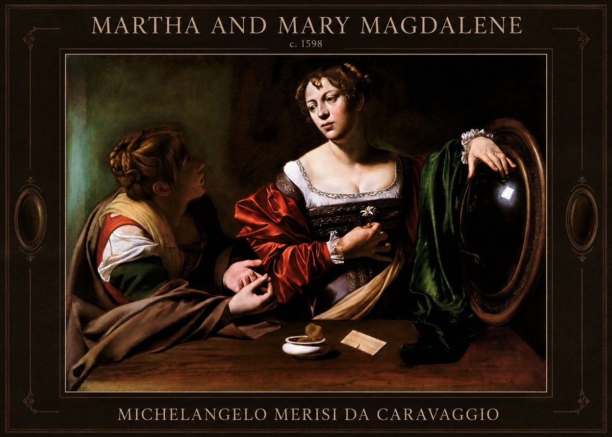 Michelangelo Merisi da Caravaggio Martha and Mary Magdalene No1 - Affiche