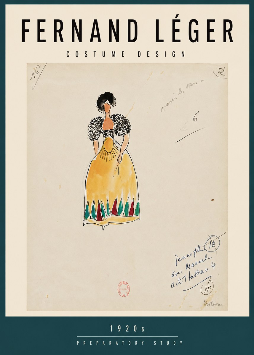 Fernand Léger Costume Design 1920S Preparatory Study No3 - Affiche
