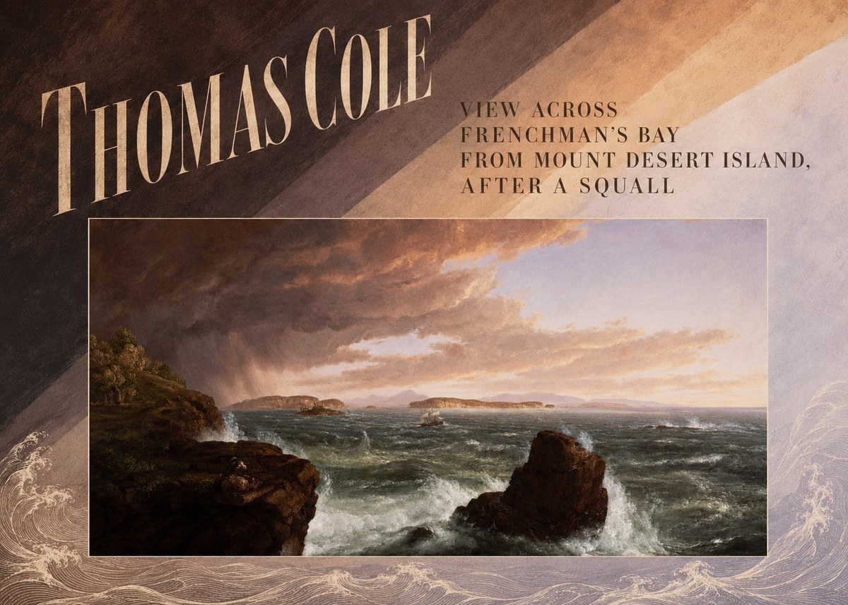 Thomas Cole View Across Frenchman's Bay from Mount Desert Island, After a Squall II No6 - Affiche