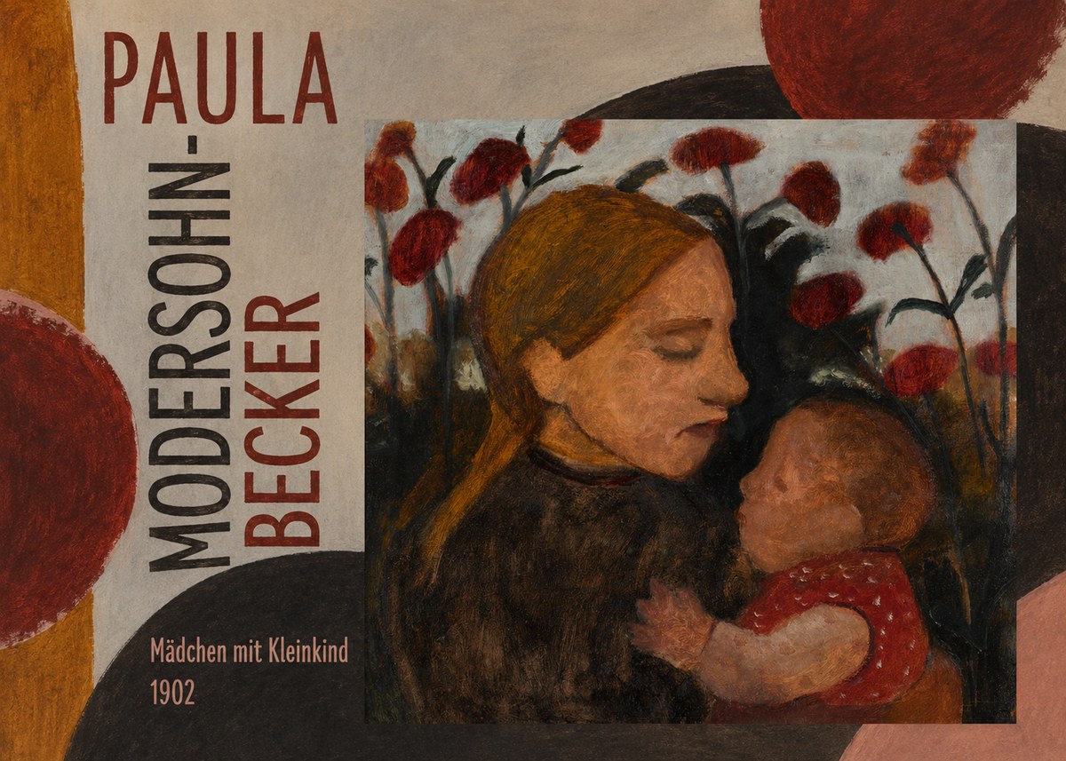 Paula Modersohn-Becker Mädchen Mit Kleinkind II No5 - Affiche