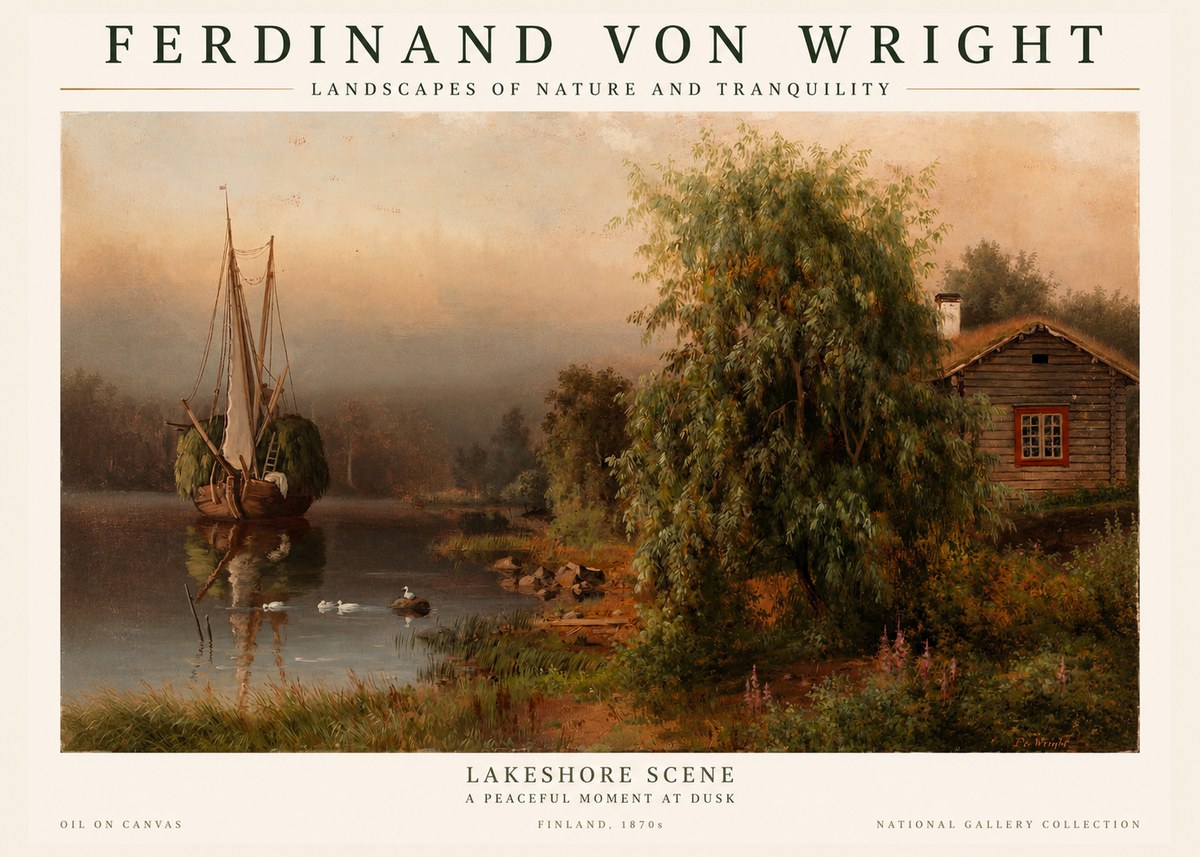 Ferdinand von Wright Lakeshore Scene No1 - Affiche