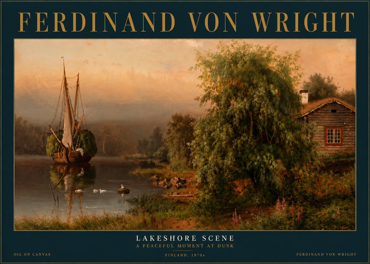 Ferdinand von Wright Lakeshore Scene No3 - Affiche