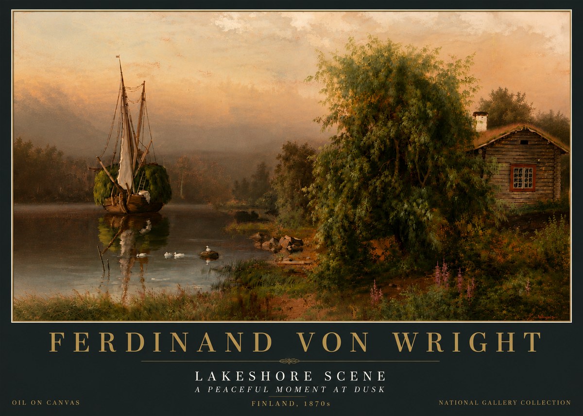 Ferdinand von Wright Lakeshore Scene No6 - Affiche