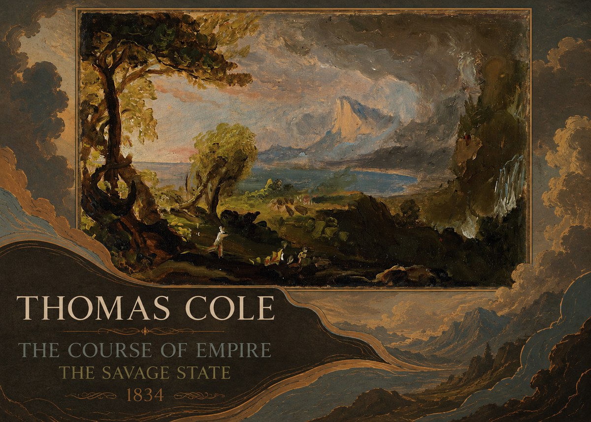 Thomas Cole The Course of Empire: the Savage State II No2 - Affiche