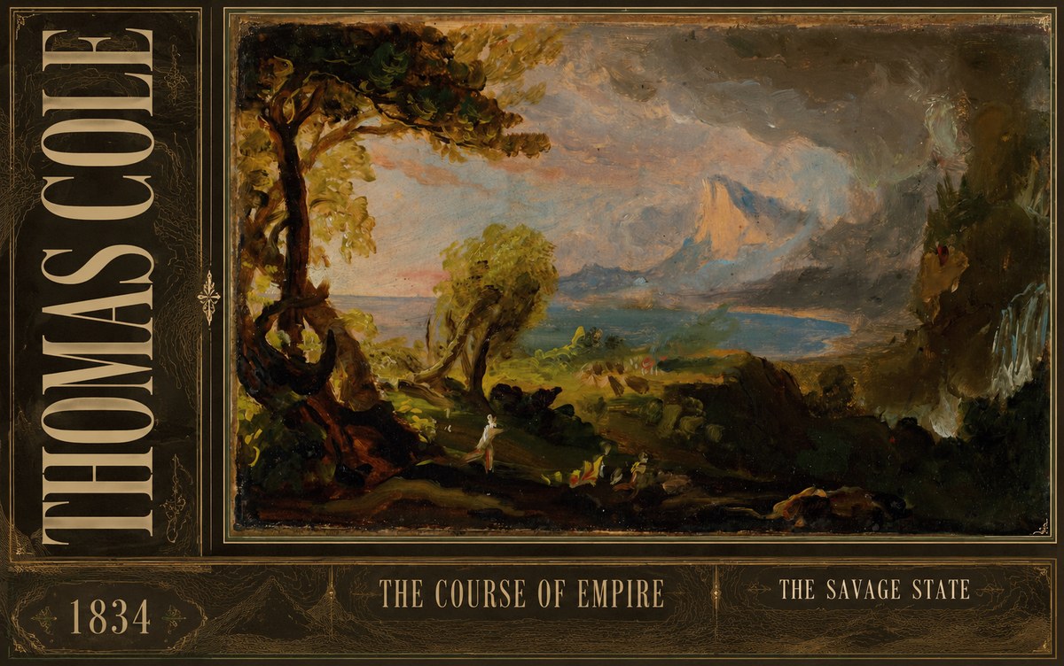 Thomas Cole The Course of Empire: the Savage State II No3 - Affiche