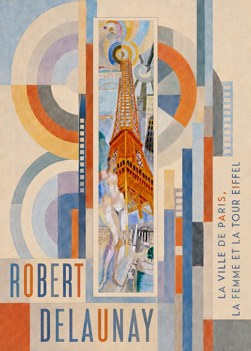 Robert Delaunay La Ville De Paris, La Femme Et La Tour Eiffel No5 - Affiche