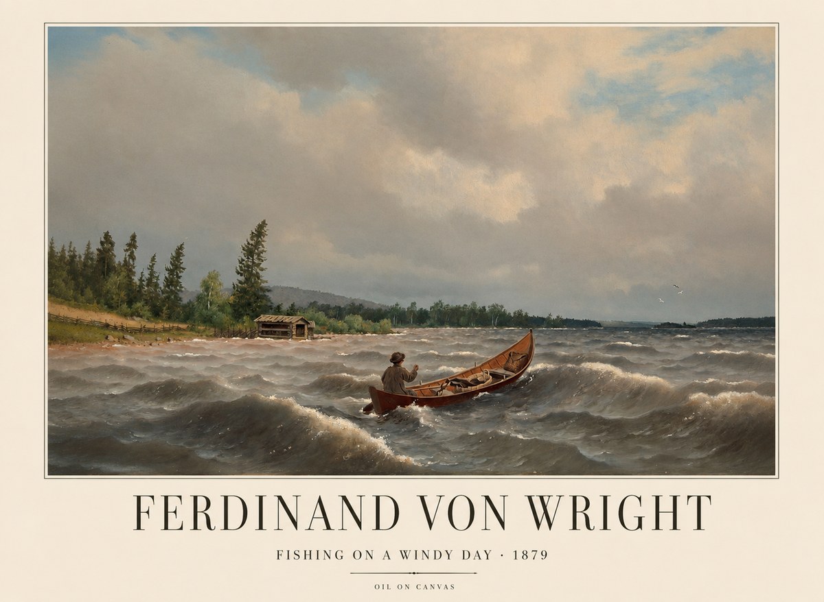 Ferdinand von Wright Fishing on a Windy Day No1 - Affiche