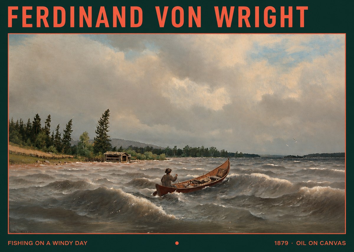 Ferdinand von Wright Fishing on a Windy Day No2 - Affiche