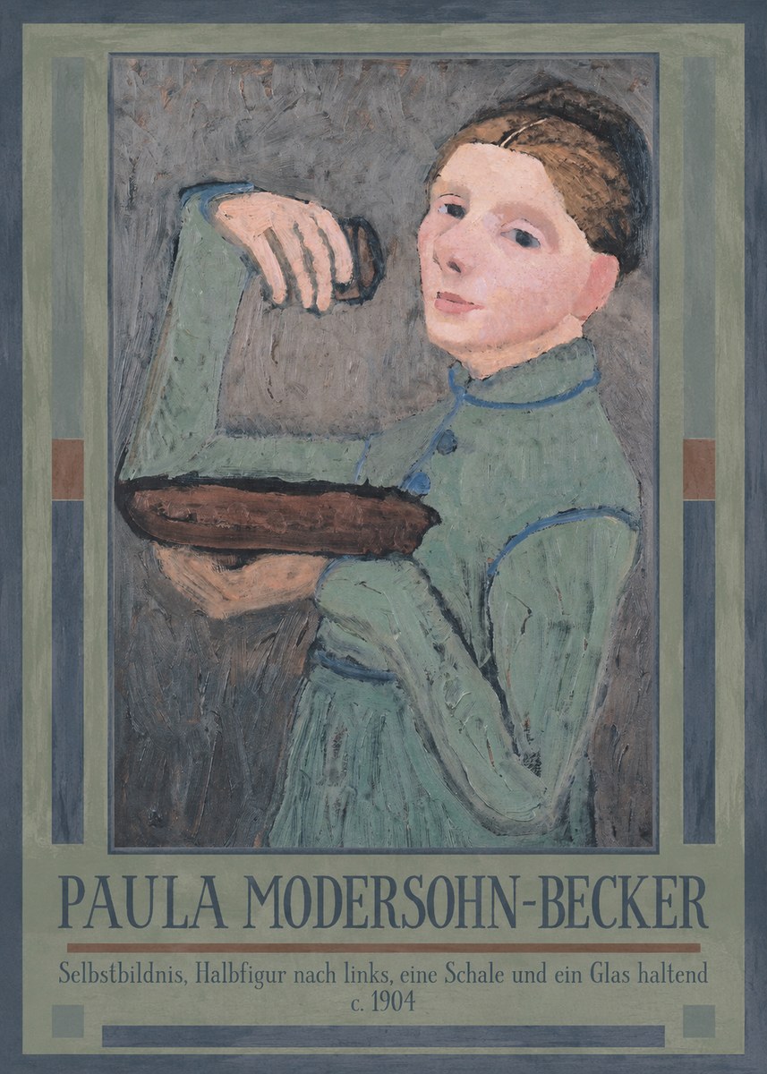 Paula Modersohn-Becker Selbstbildnis, Halbfigur Nach Links, Eine Schale Und Ein Glas Haltend No1 - Affiche