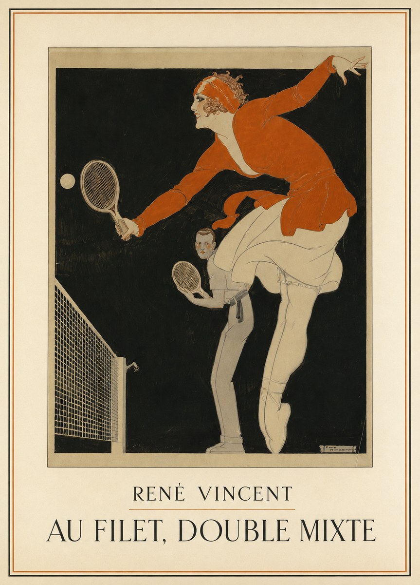 René Vincent Au Filet, Double Mixte No1 - Affiche