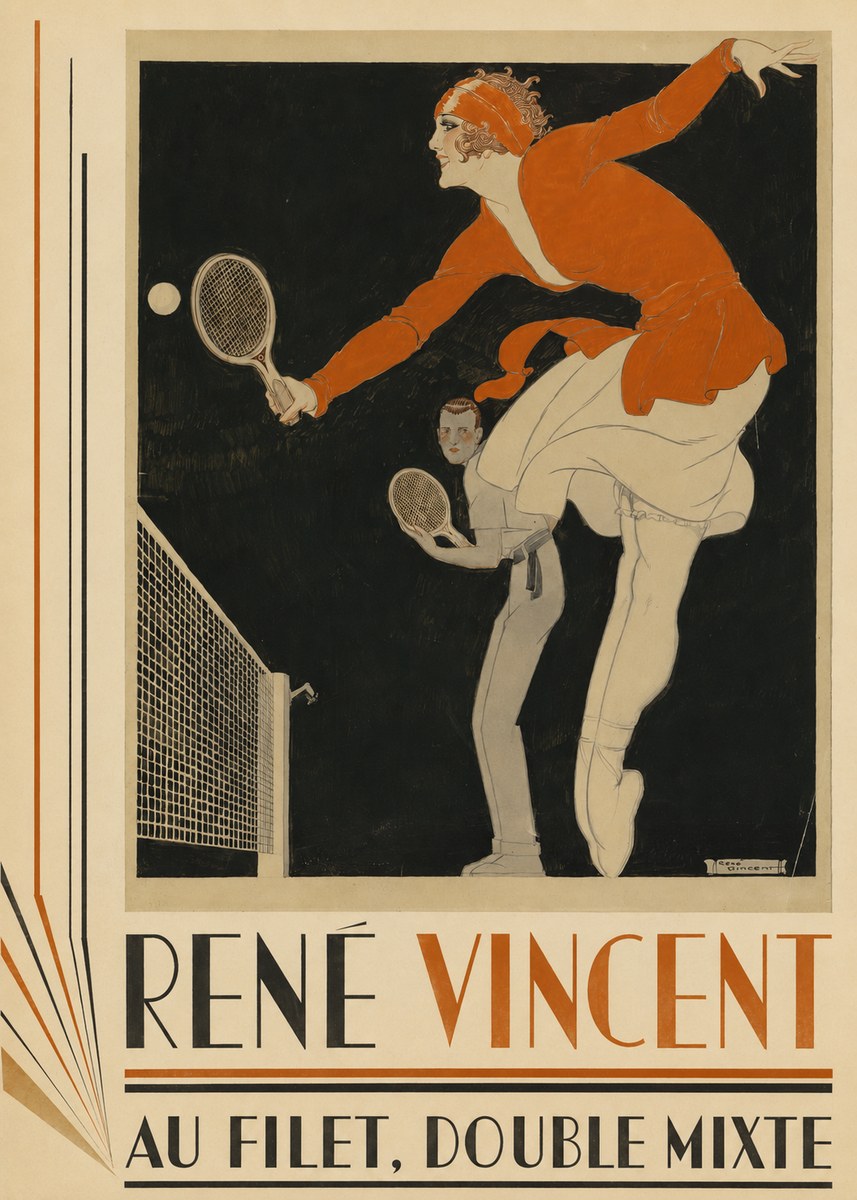 René Vincent Au Filet, Double Mixte No4 - Affiche
