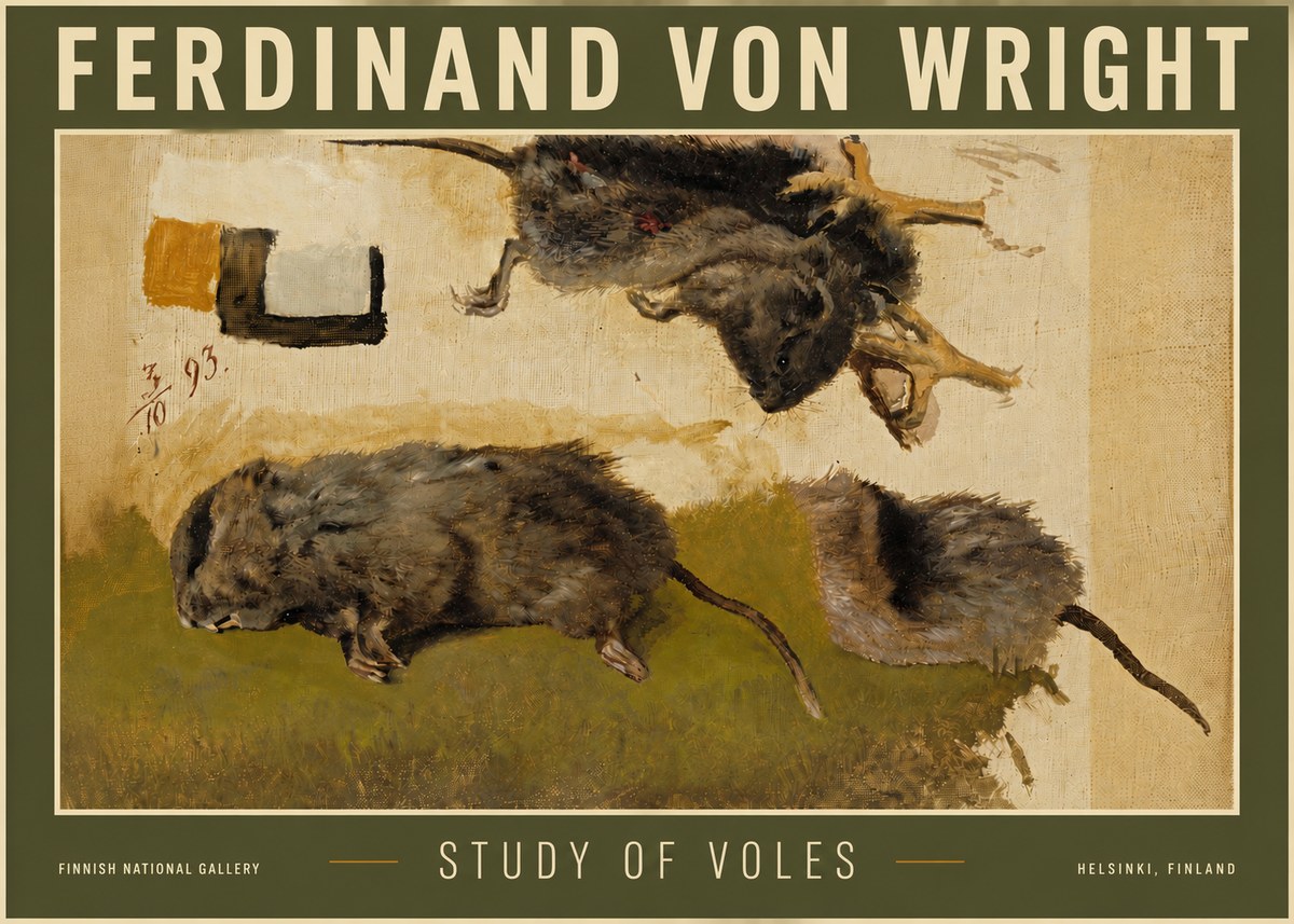 Ferdinand von Wright Studies of Lemmings No6 - Affiche