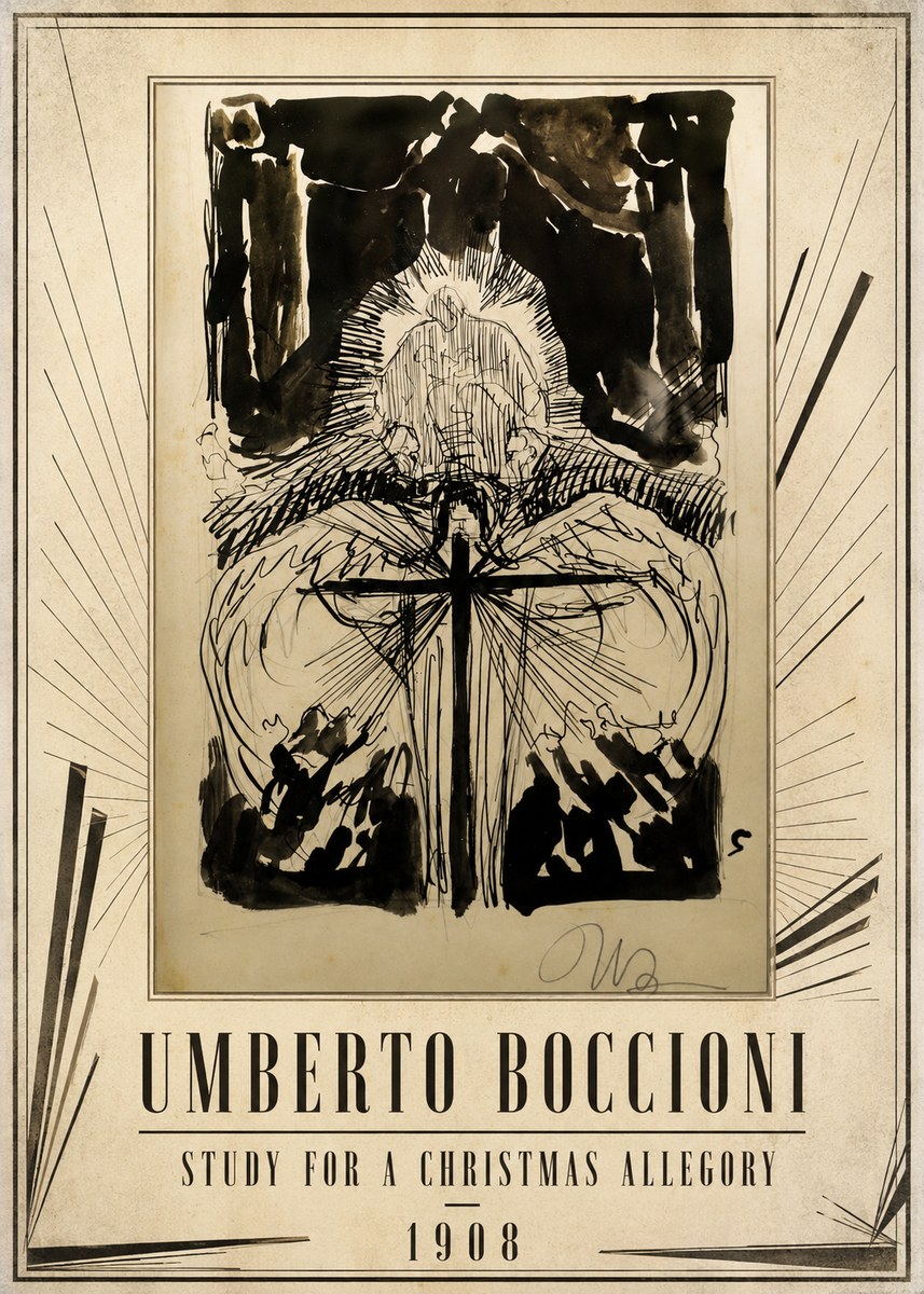 Umberto Boccioni Study for a Christmas Allegory No1 - Affiche