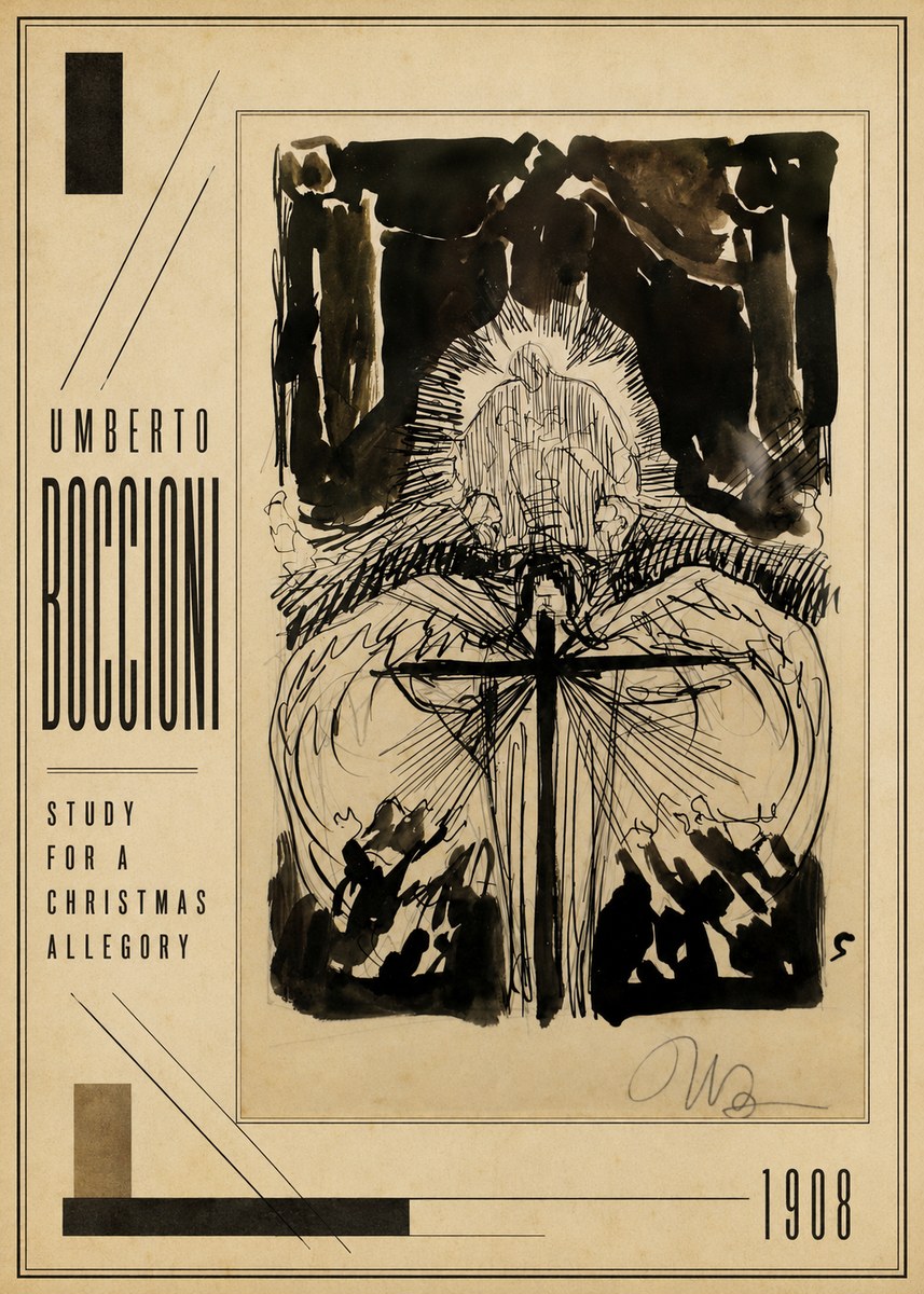 Umberto Boccioni Study for a Christmas Allegory No2 - Affiche