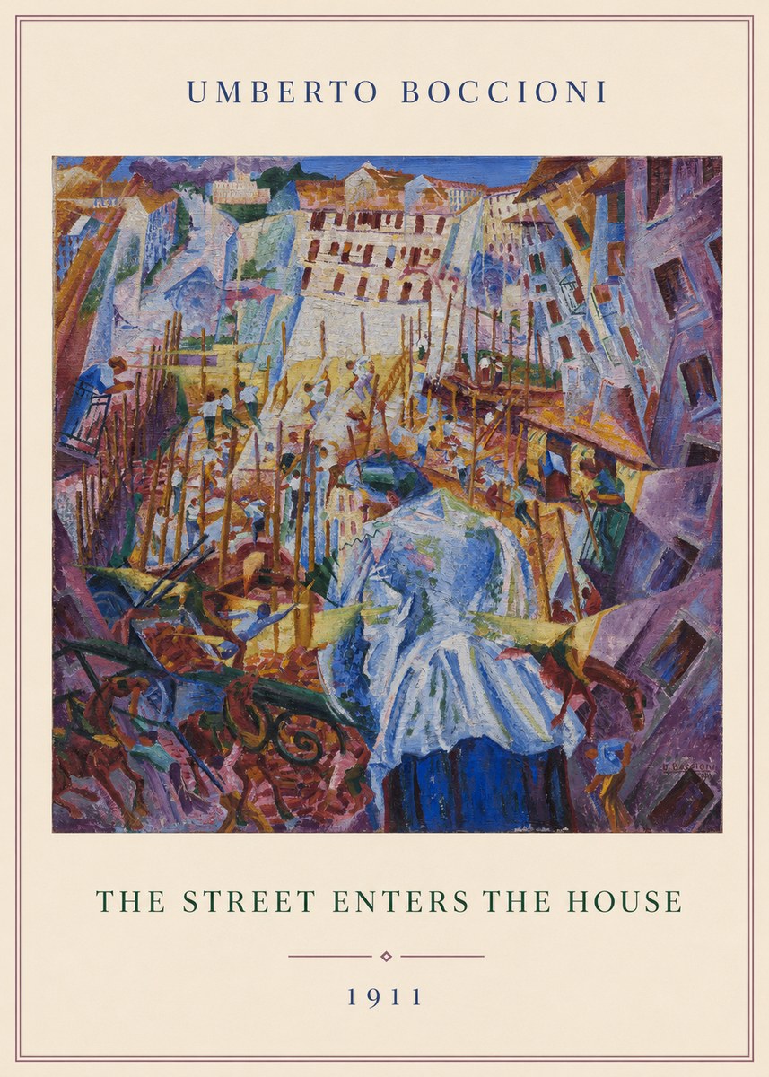 Umberto Boccioni The Street Enters the House No3 - Affiche
