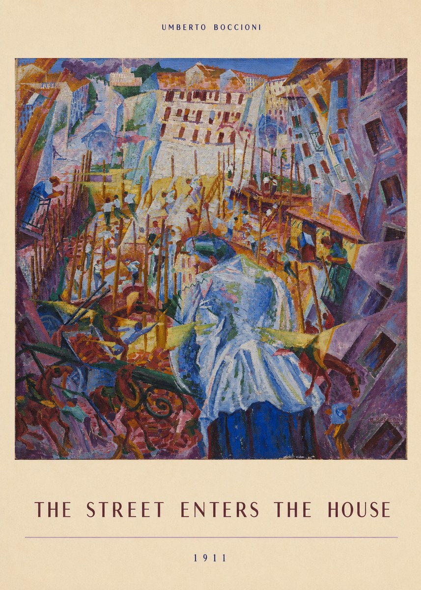 Umberto Boccioni The Street Enters the House No6 - Affiche