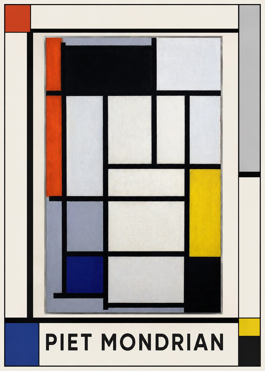 Piet Mondrian Composition with Red, Blue and Yellow No1 - Affiche