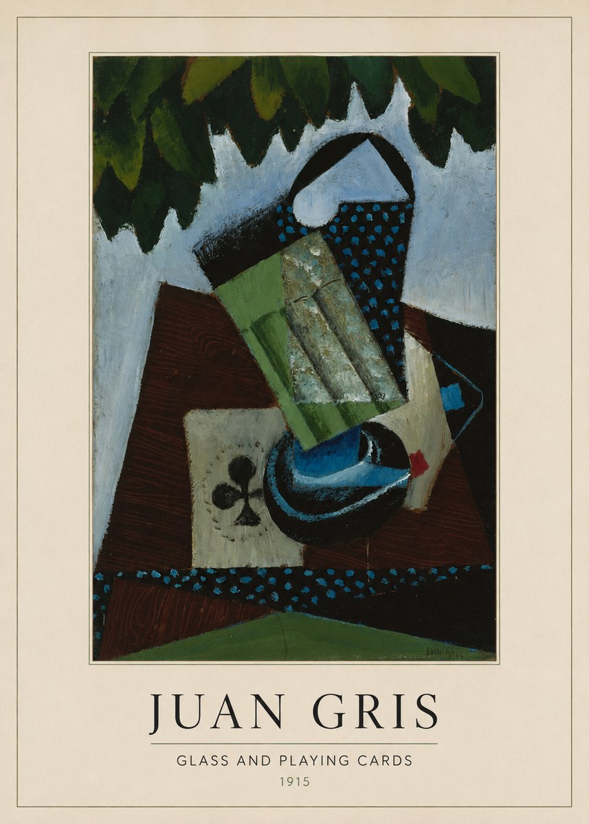 Juan Gris Glass and Playing Cards No3 - Affiche