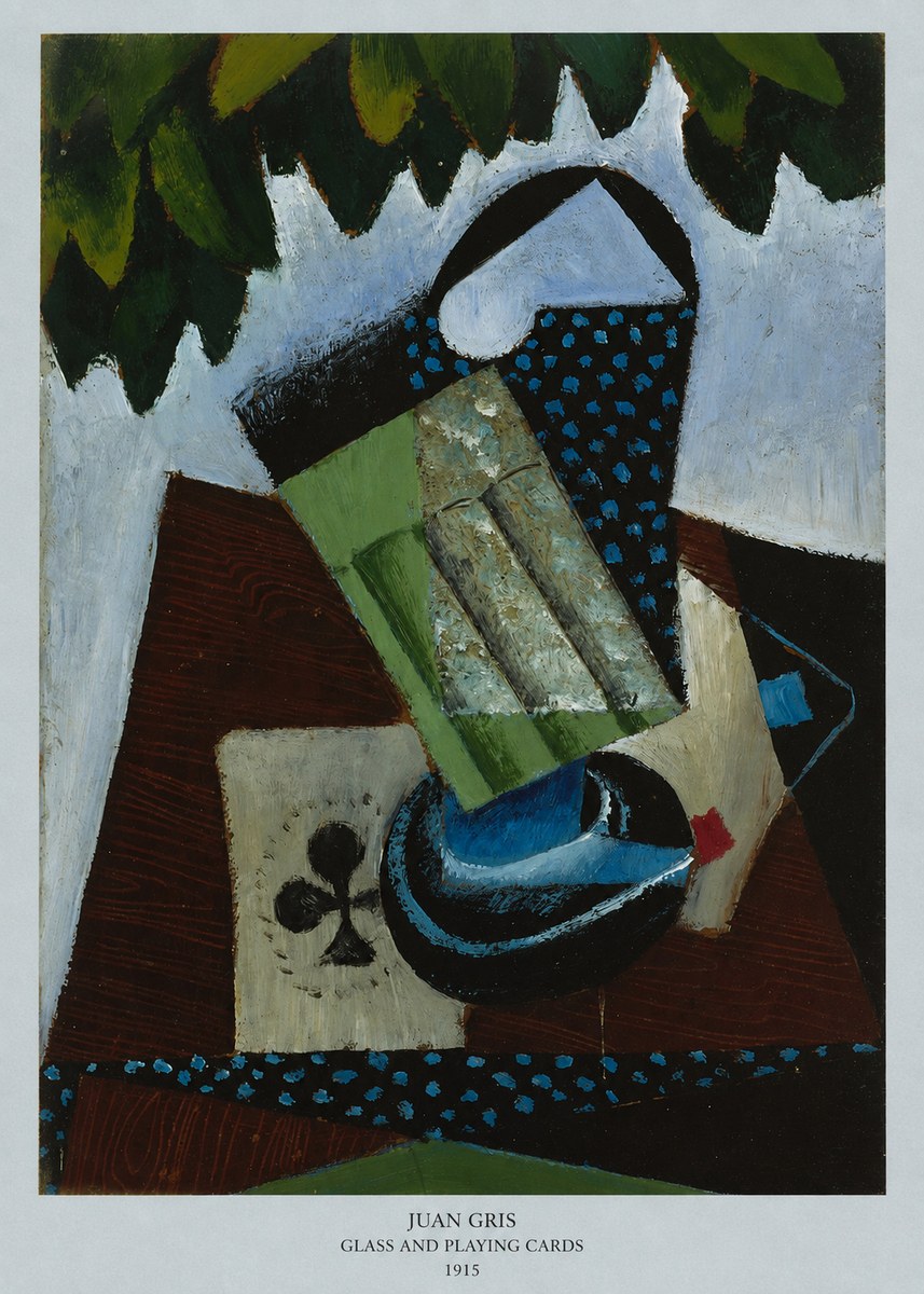 Juan Gris Glass and Playing Cards No6 - Affiche